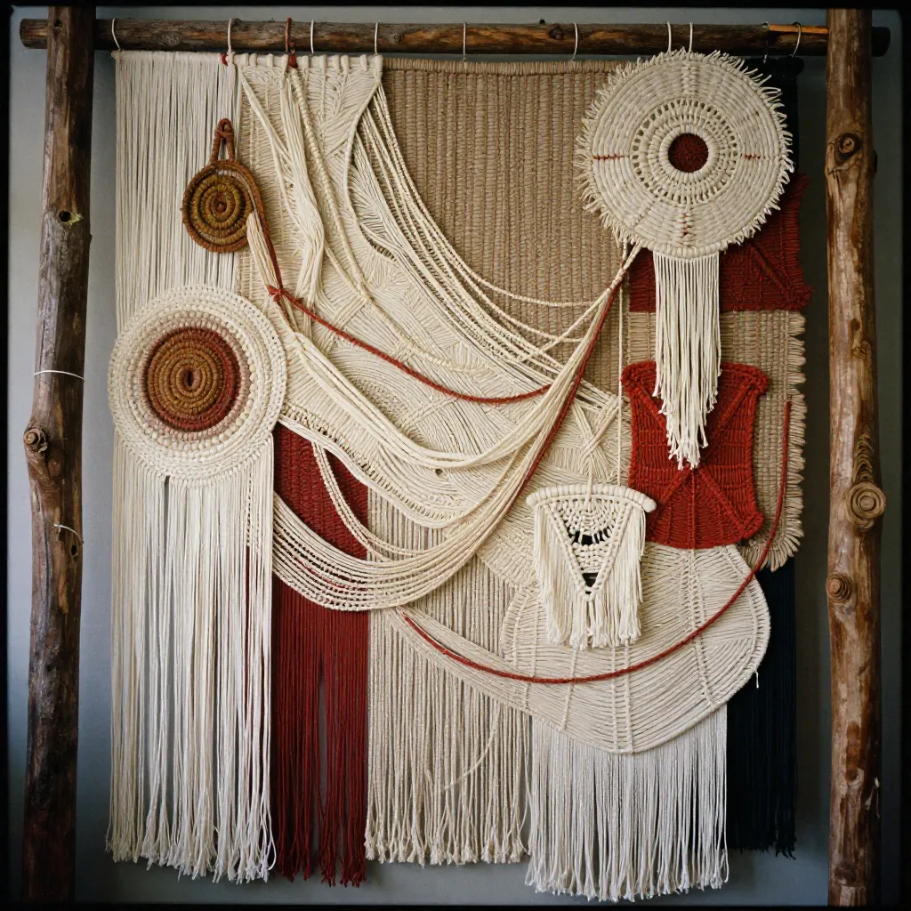 Large bohemian fiber art installation